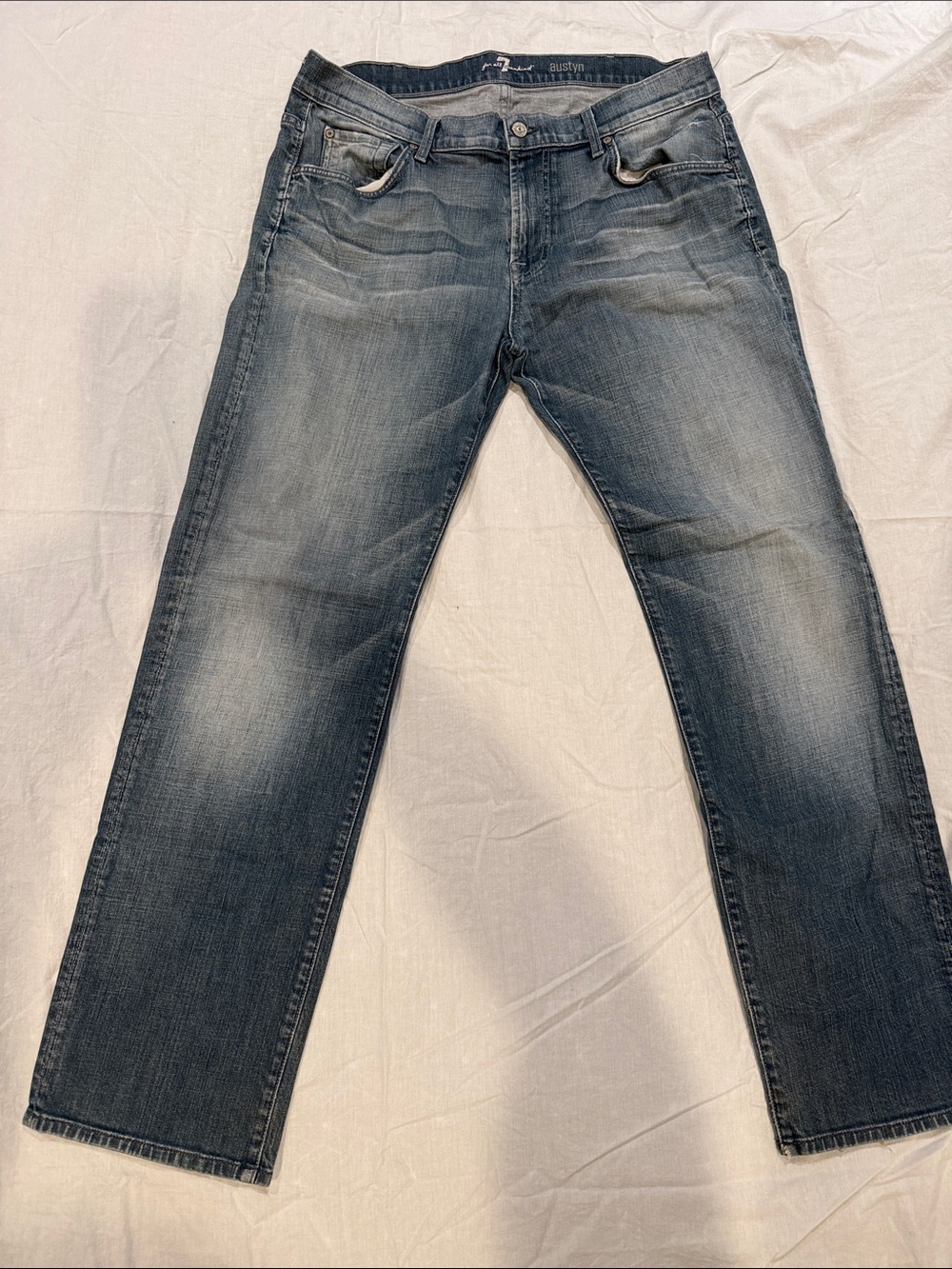 7 For All Mankind Adryen Men’s Straight Jeans - Light Blue Wash